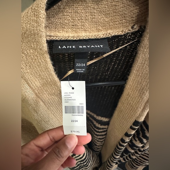 Lane Bryant Beige and Black Knit Cardigan - Picture 2 of 4